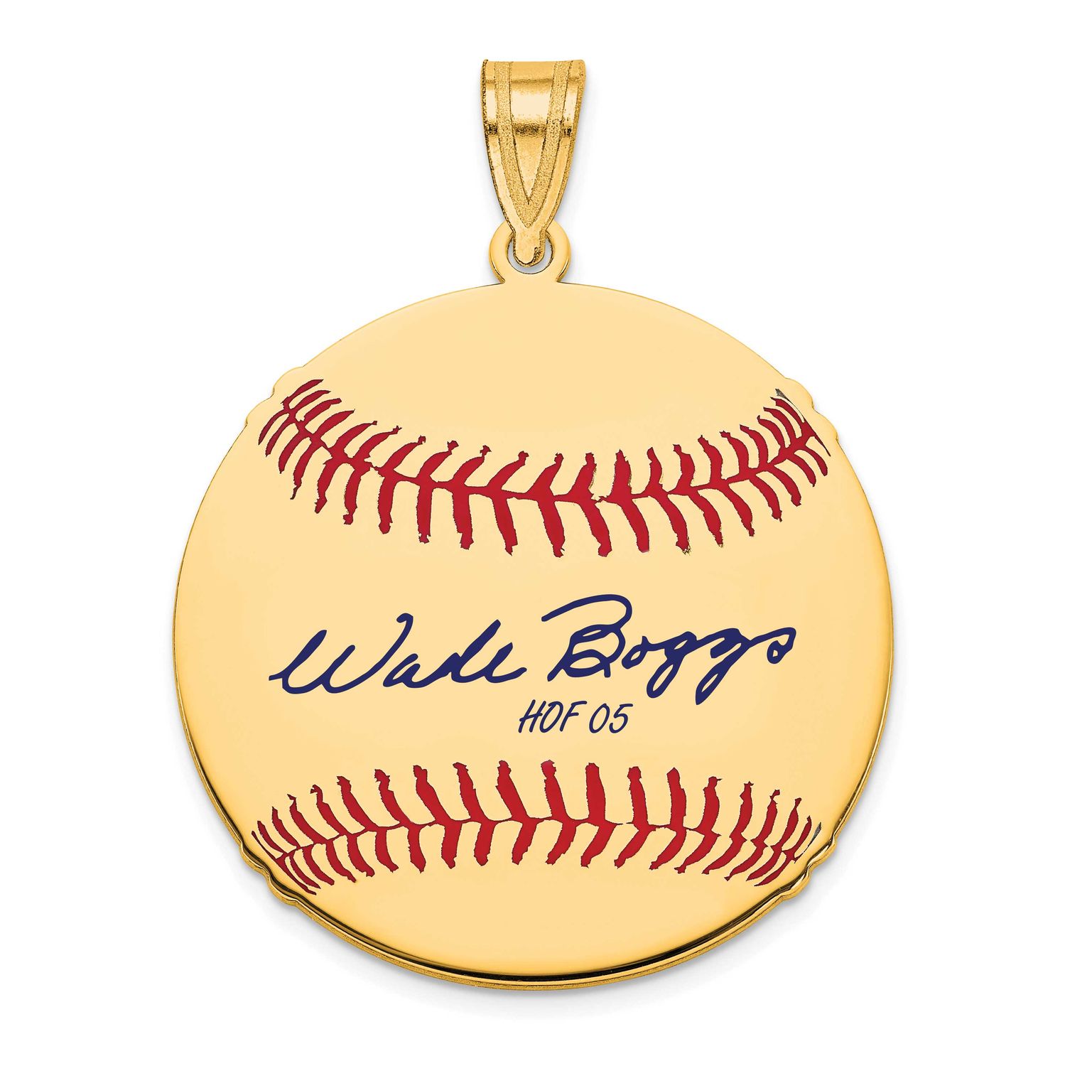 Wade Boggs Hall of Fame Signature Medium Epoxy Baseball Pendant 14k Gold 4YHF10WB05, UPC: