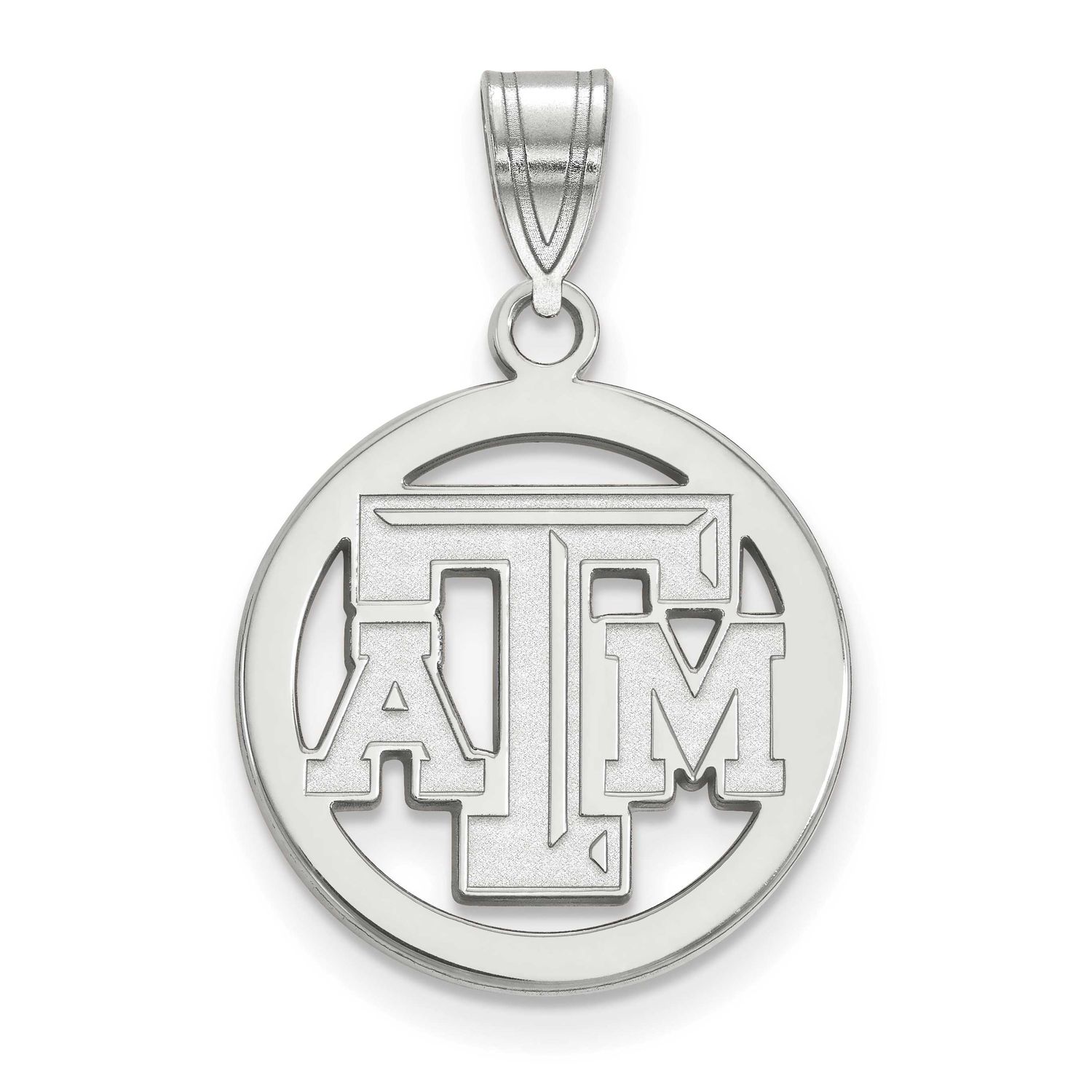 Texas A And M University T-A-M Small Circle Pendant Sterling Silver Rhodium-plated SS027TAM, UPC: 8…
