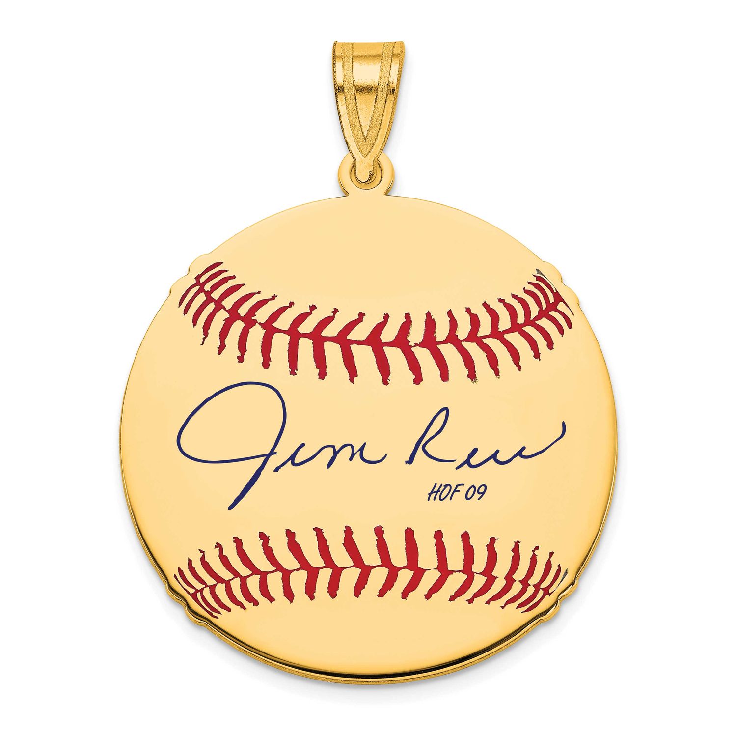 Jim Rice Hall of Fame Signature Medium Epoxy Baseball Pendant Gold-plated Sterling Silver GPHF10JR0…
