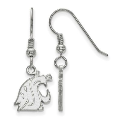 Washington State University Cougar Small Dangle Wire Earrings Sterling Silver Rhodium-plated SS005W…