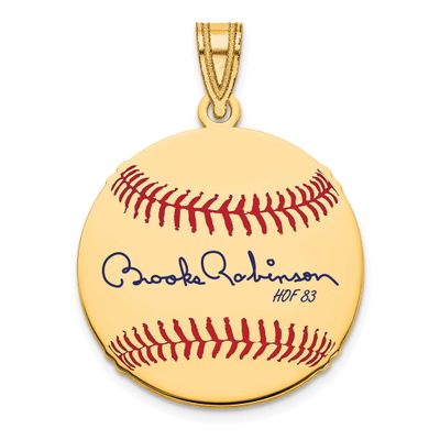 Brooks Robinson Hall of Fame Signature Small Epoxy Baseball Pendant 10k Gold 1YHF11BR83, UPC: