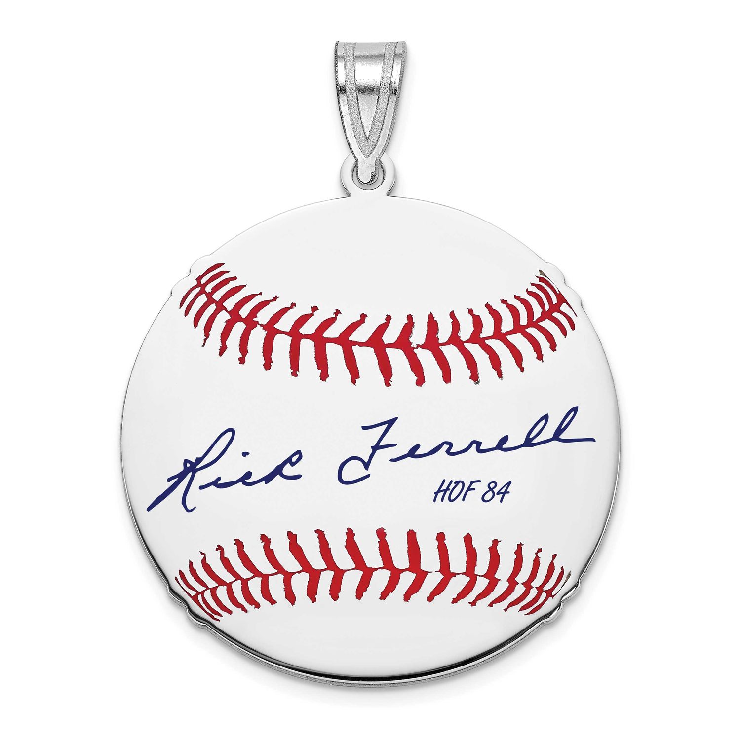 Rick Ferrell Hall of Fame Signature Medium Epoxy Baseball Pendant Sterling Silver SSHF10RF84, UPC: