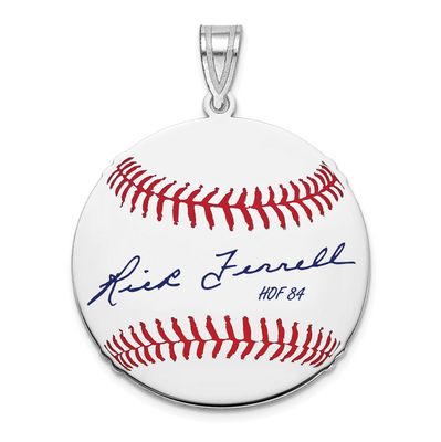 Rick Ferrell Hall of Fame Signature Medium Epoxy Baseball Pendant Sterling Silver SSHF10RF84, UPC:
