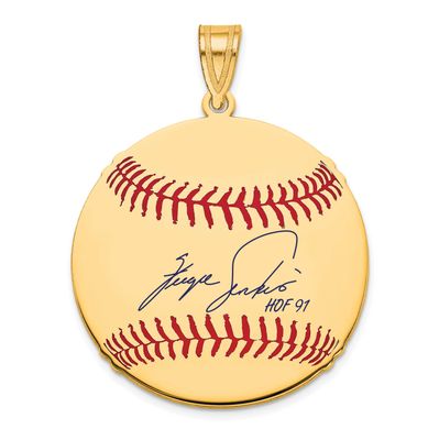 Fergie Jenkins Hall of Fame Signature Medium Epoxy Baseball Pendant Gold-plated Sterling Silver GPH…