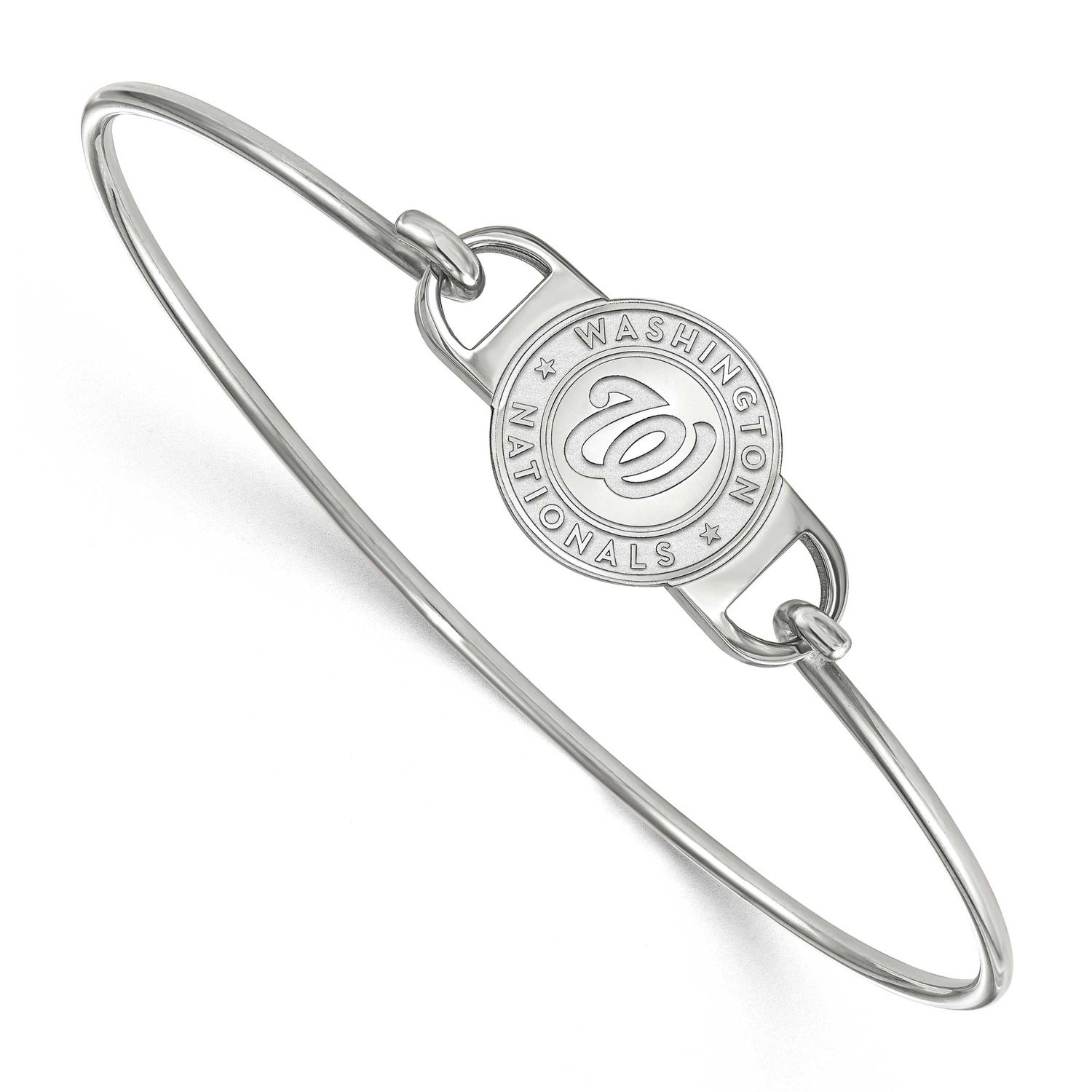 MLB Washington Nationals Small Center 7 Inch Wire Bangle Sterling Silver Rhodium-plated SS008NAT-7,…