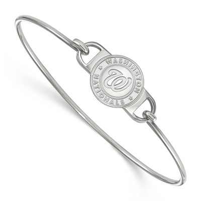 MLB Washington Nationals Small Center 7 Inch Wire Bangle Sterling Silver Rhodium-plated SS008NAT-7,…