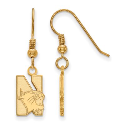 Northwestern University Small Dangle Wire Earrings Gold-plated Sterling Silver GP003NWU, UPC: 88677…