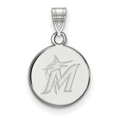 MLB Miami Marlins Letter M And Marlin Small Disc Pendant 10k White Gold 1W012MIN, UPC: 886774779195