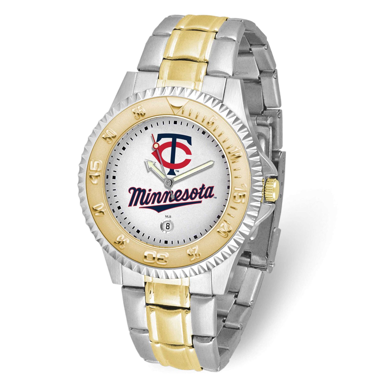 Gametime MLB Minnesota Twins Competitor Two-Tone Quartz Watch with Date Stainless Steel XWM3315, UP…