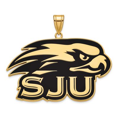 St Joseph&#39;S University Hawks Extra Large Enameled Pendant Gold-plated Sterling Silver GP003SJO, UPC…