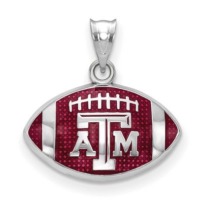 Texas A And M University T-A-M Enameled Football Pendant Sterling Silver Rhodium-plated SS508TAM, U…