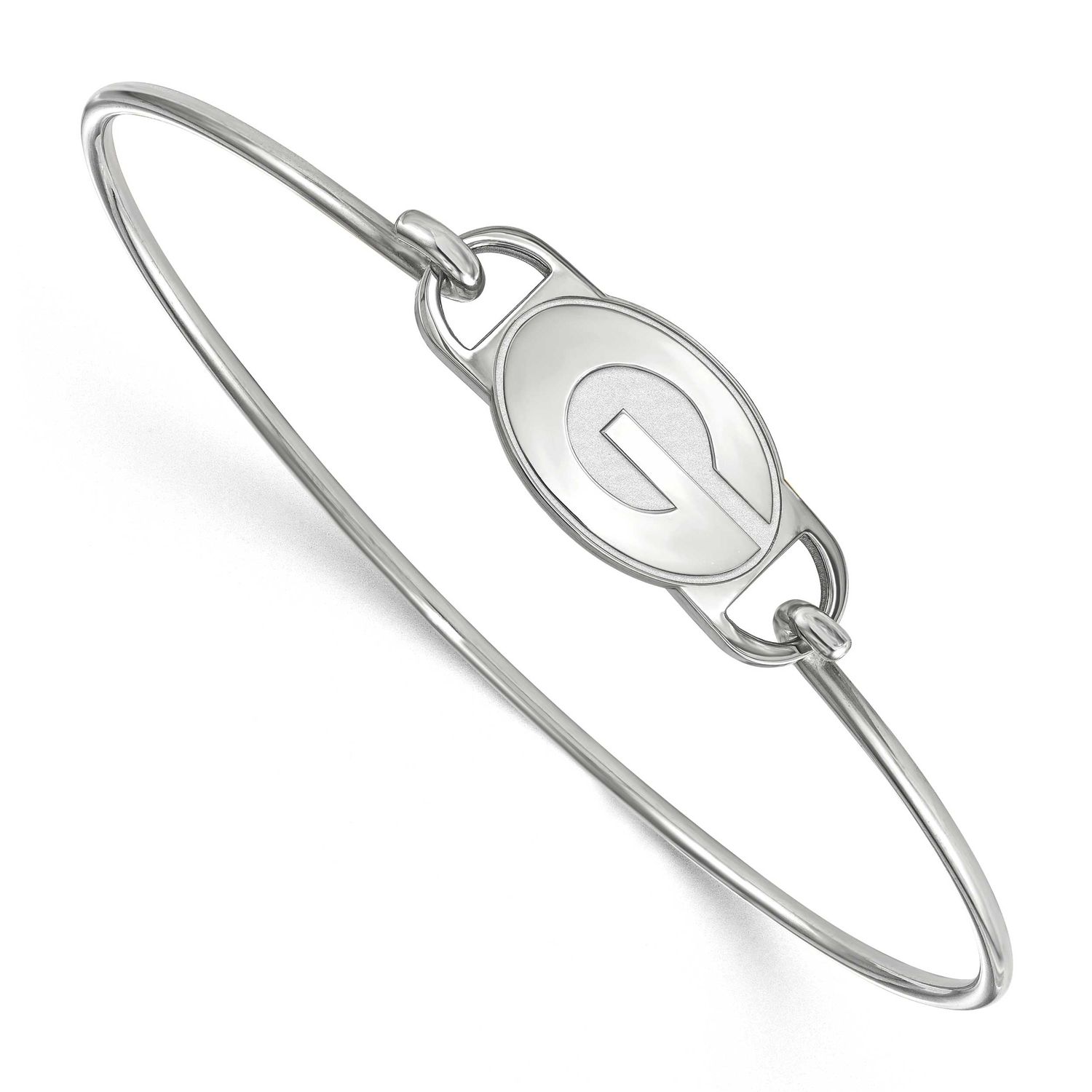 University of Georgia Letter G Small Center 7 Inch Wire Bangle Sterling Silver Rhodium-plated SS022…