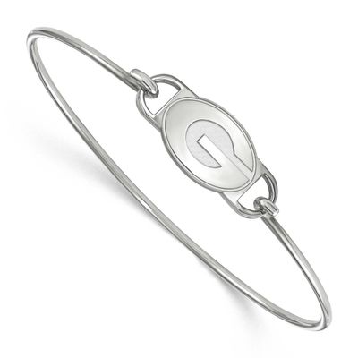 University of Georgia Letter G Small Center 7 Inch Wire Bangle Sterling Silver Rhodium-plated SS022…