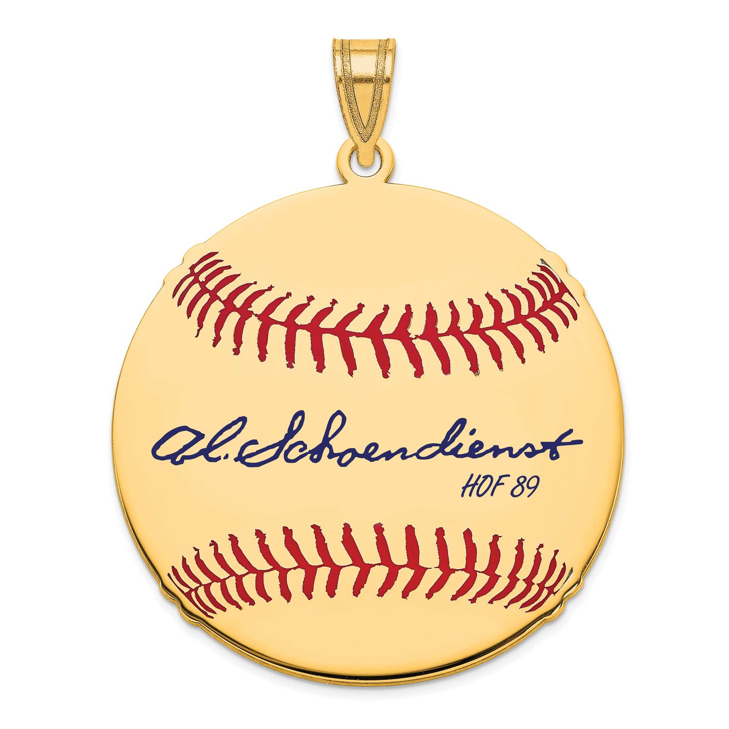 Red Schoendienst Hall of Fame Signature Large Epoxy Baseball Pendant 14k Gold 4YHF02RS89, UPC: