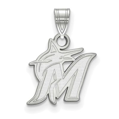 MLB Miami Marlins Letter M And Marlin Small Pendant 10k White Gold 1W002MIN, UPC: 886774768366