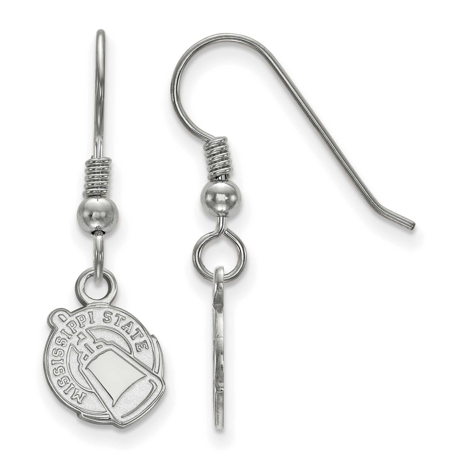 Mississippi State University Extra Small Dangle Earrings Sterling Silver Rhodium-plated SS048MSS, U…