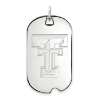 Texas Tech University T-T Large Dog Tag Pendant Sterling Silver Rhodium-plated SS028TXT, UPC: 88677…