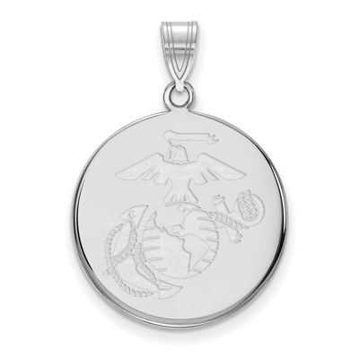 Large U.S. Marine Corps Disc Pendant Sterling Silver Rhodium-plated SS006USMC, UPC: 191101484124