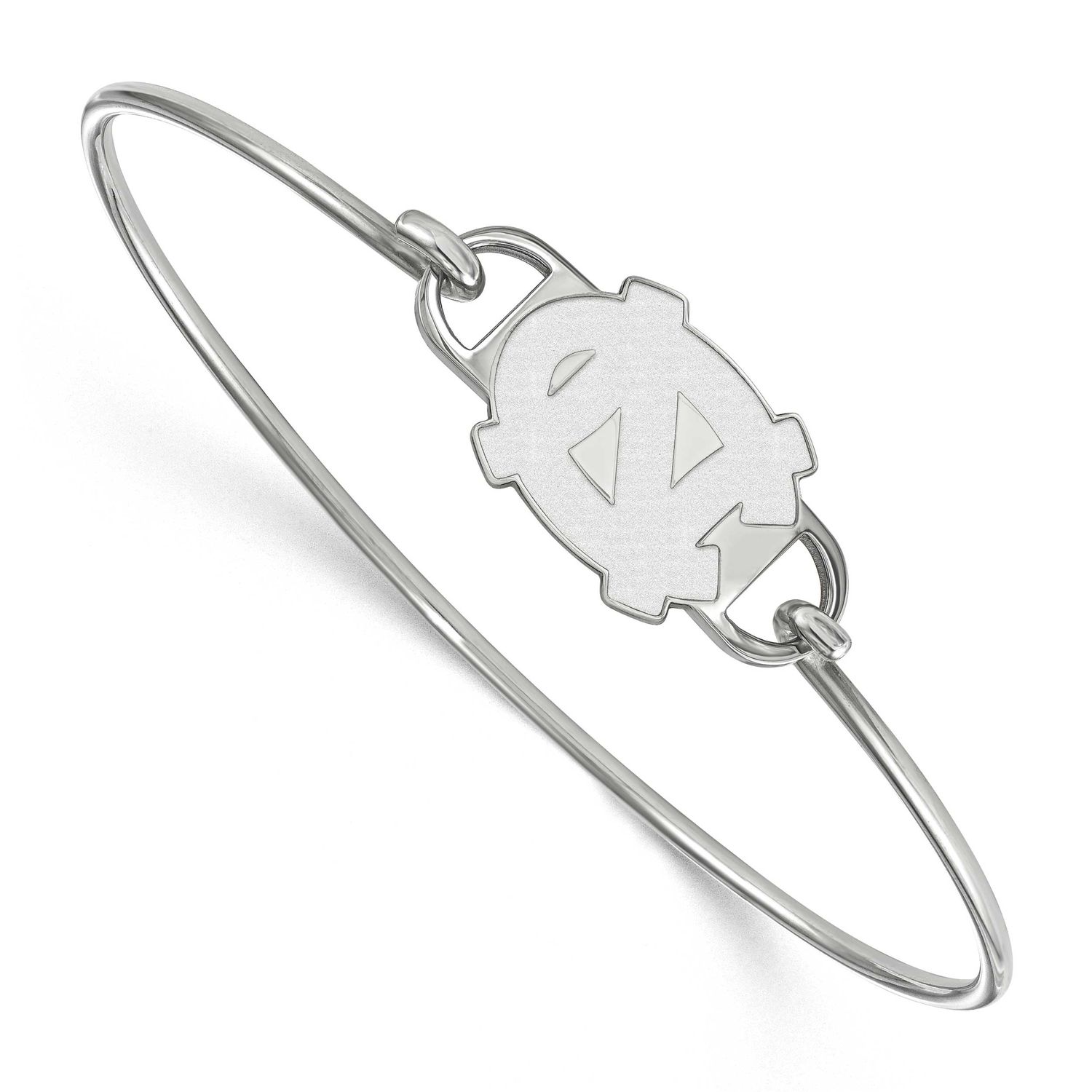 University of North Carolina N-C Small Center 7 Inch Wire Bangle Sterling Silver Rhodium-plated SS0…