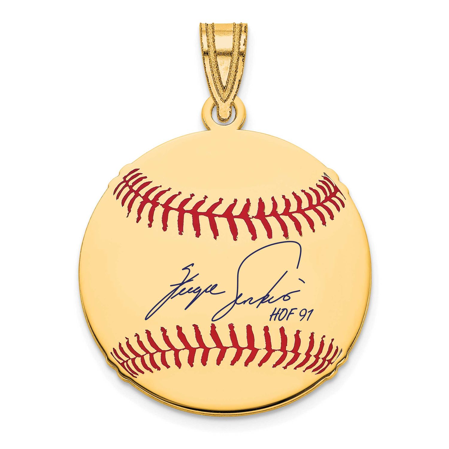 Fergie Jenkins Hall of Fame Signature Small Epoxy Baseball Pendant 14k Gold 4YHF11FJ91, UPC: