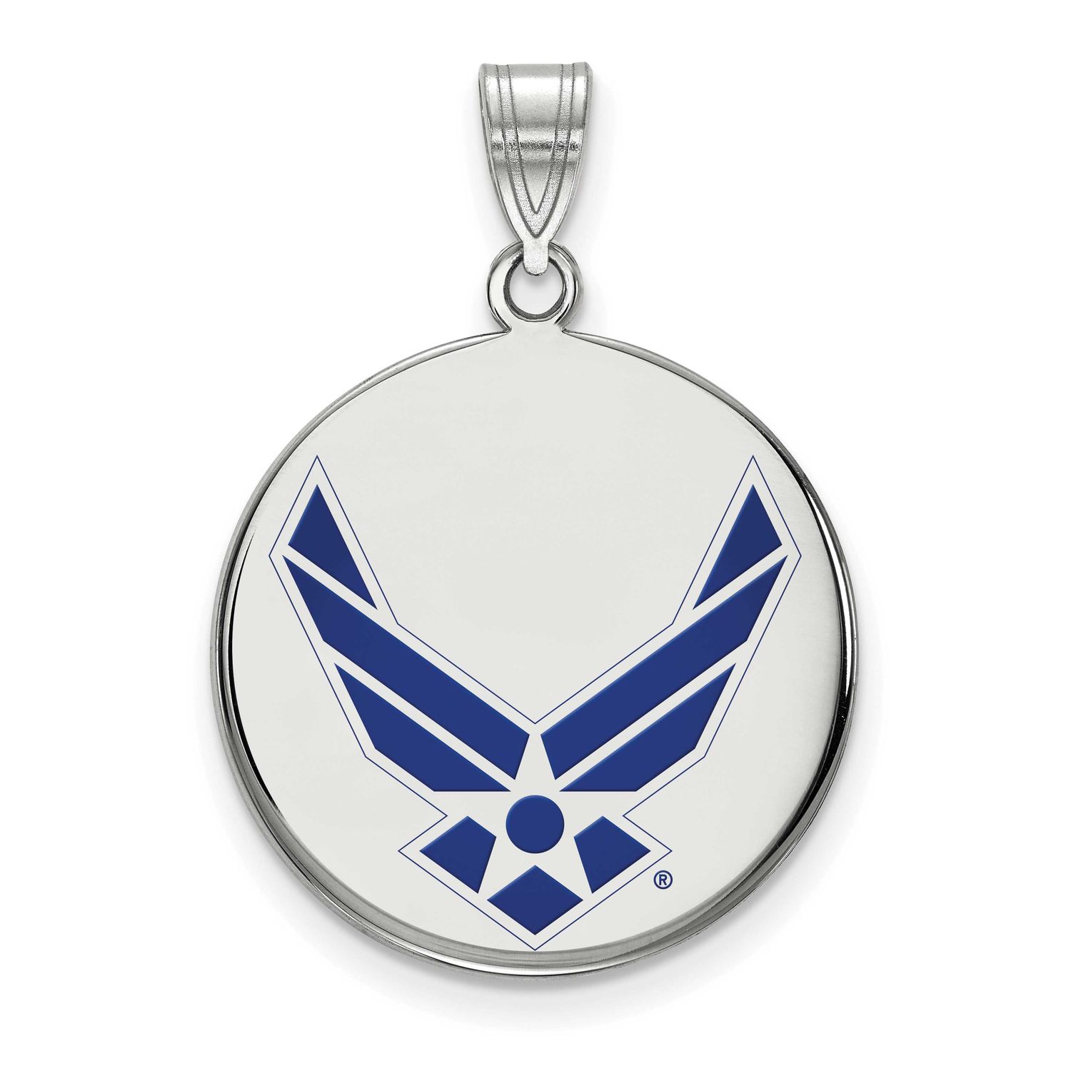 U.S. Air Force Large Enameled Disc Pendant Sterling Silver Rhodium-plated SS033USAF, UPC: 191101215…