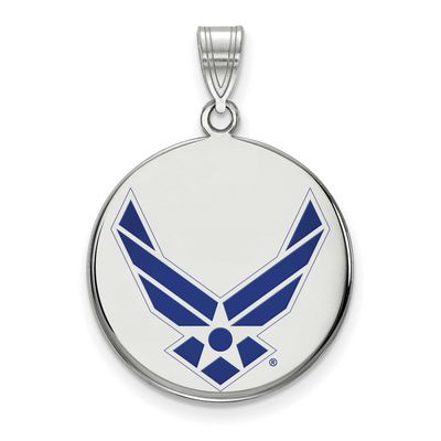 U.S. Air Force Large Enameled Disc Pendant Sterling Silver Rhodium-plated SS033USAF, UPC: 191101215…