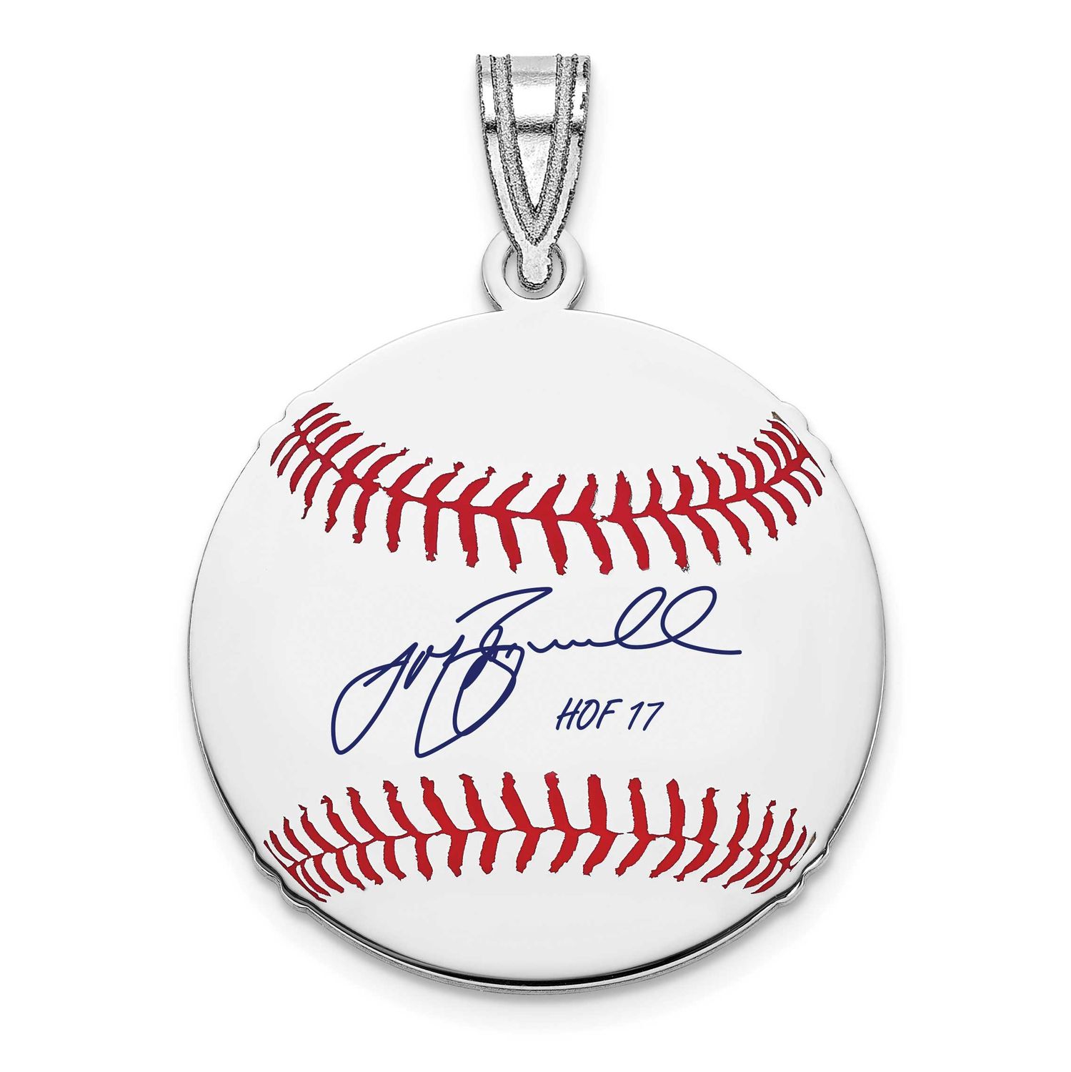 Jeff Bagwell Hall of Fame Signature Small Epoxy Baseball Pendant Sterling Silver SSHF11JB17, UPC: