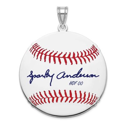 Sparky Anderson Hall of Fame Signature Large Epoxy Baseball Pendant Sterling Silver SSHF02SA00, UPC: