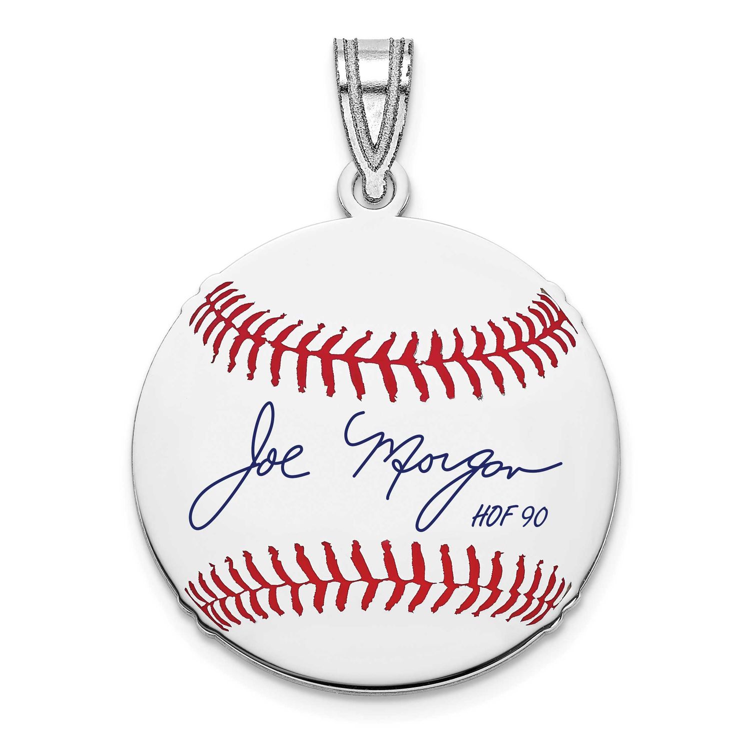 Joe Morgan Hall of Fame Signature Small Epoxy Baseball Pendant Sterling Silver SSHF11JM90, UPC: