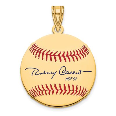 Rod Carew Hall of Fame Signature Small Epoxy Baseball Pendant Gold-plated Sterling Silver GPHF11RC9…