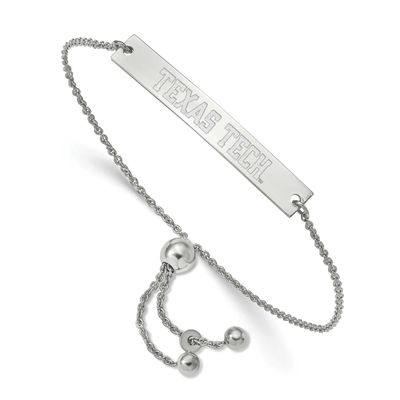 La Texas Tech University Small Bar Adjustable Bracelet Sterling Silver Rhodium-plated SS080TXT-9, U…
