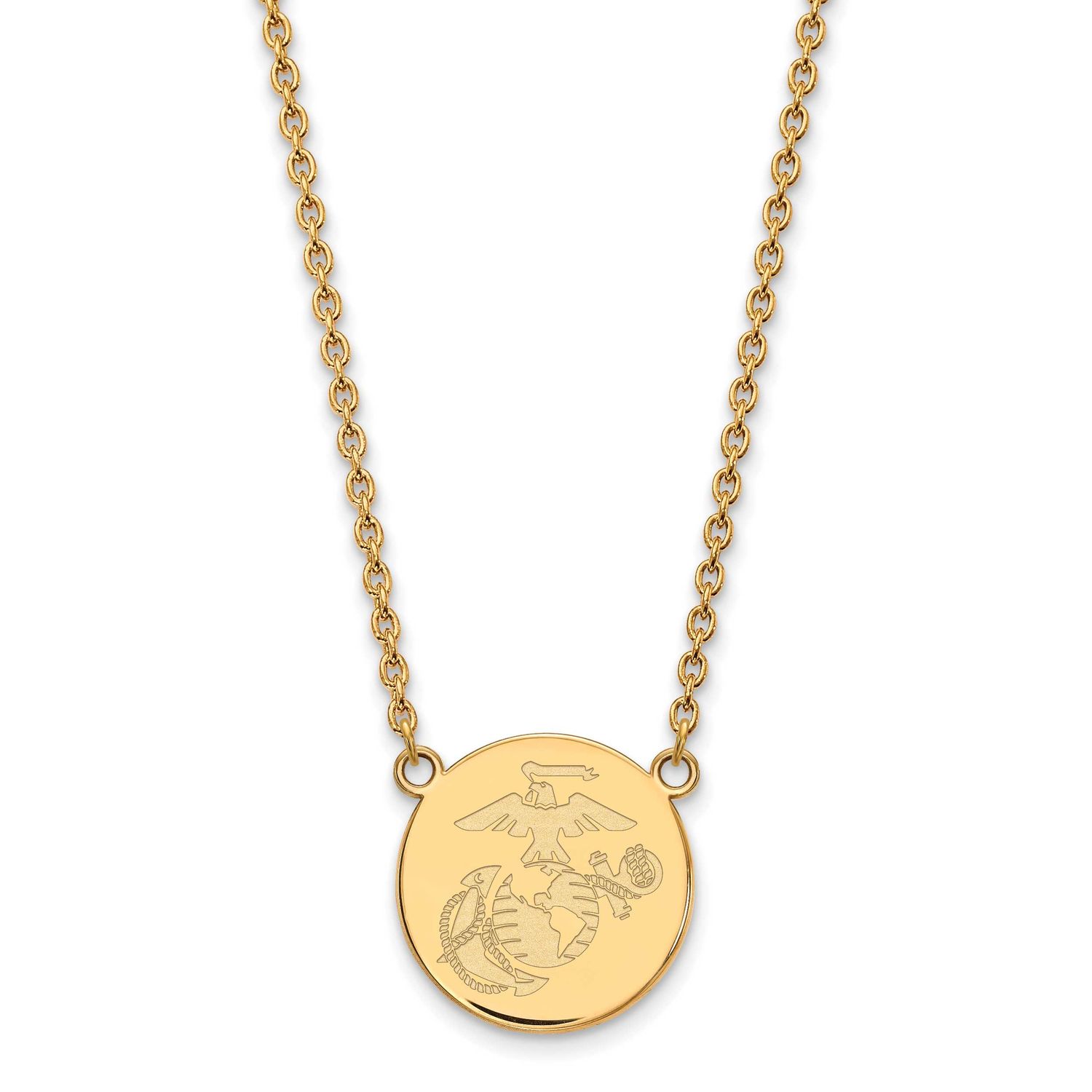 U.S. Marine Corps Split Chain Disc Pendant 10k Gold 1Y013USMC-18, UPC: 191101485114