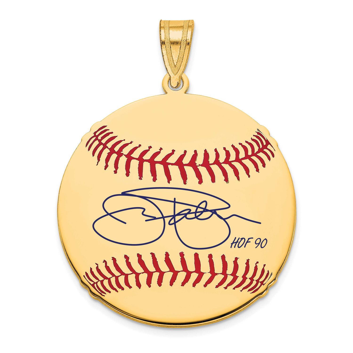 Jim Palmer Hall of Fame Signature Medium Epoxy Baseball Pendant Gold-plated Sterling Silver GPHF10J…