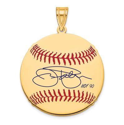 Jim Palmer Hall of Fame Signature Medium Epoxy Baseball Pendant Gold-plated Sterling Silver GPHF10J…