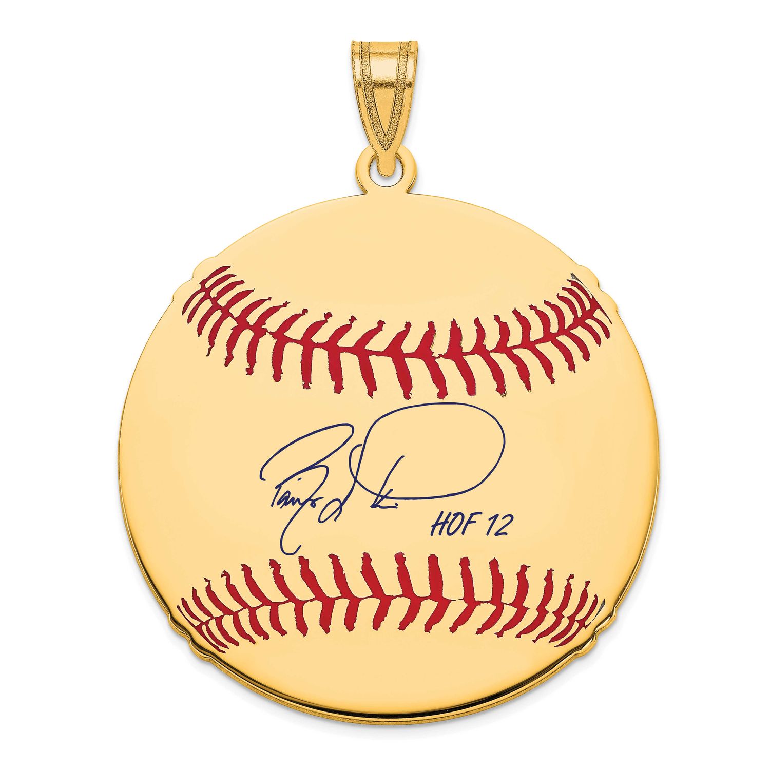Barry Larkin Hall of Fame Signature Large Epoxy Baseball Pendant 14k Gold 4YHF02BL12, UPC: