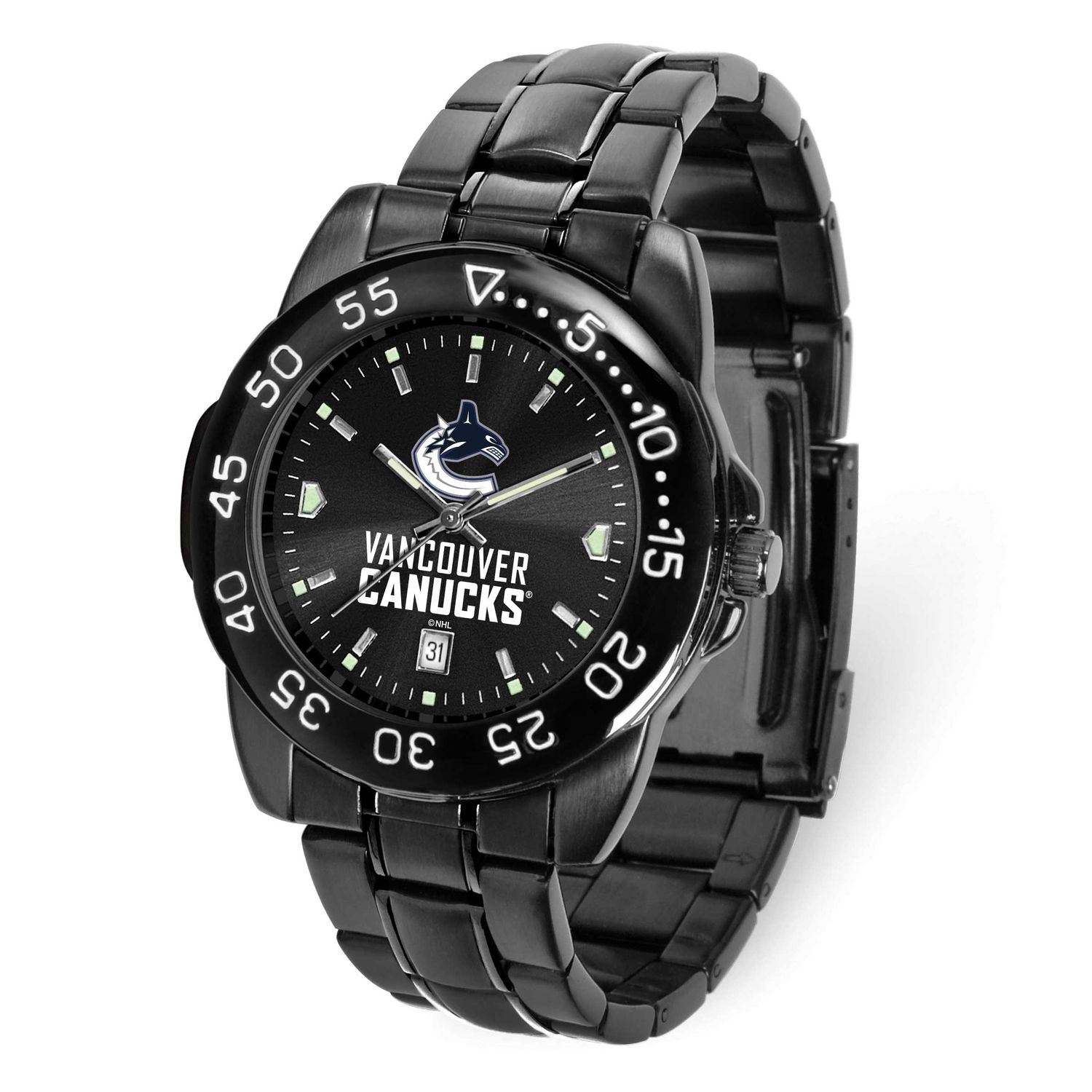 NHL Vancouver Canucks Fantom Gunmetal Finish Alloy Watch with Date Gametime XWM3481, UPC: 826528678…