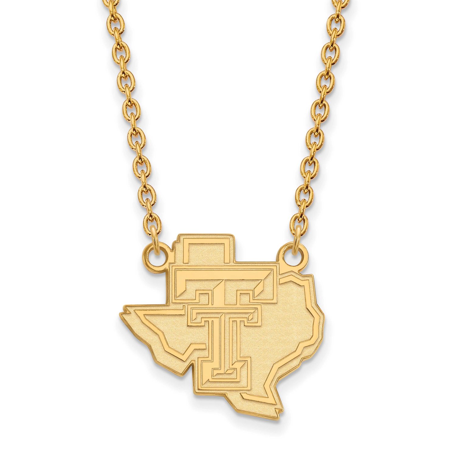 Texas Tech University State Outline Large Pendant 18 Inch Necklace Gold-plated Sterling Silver GP05…