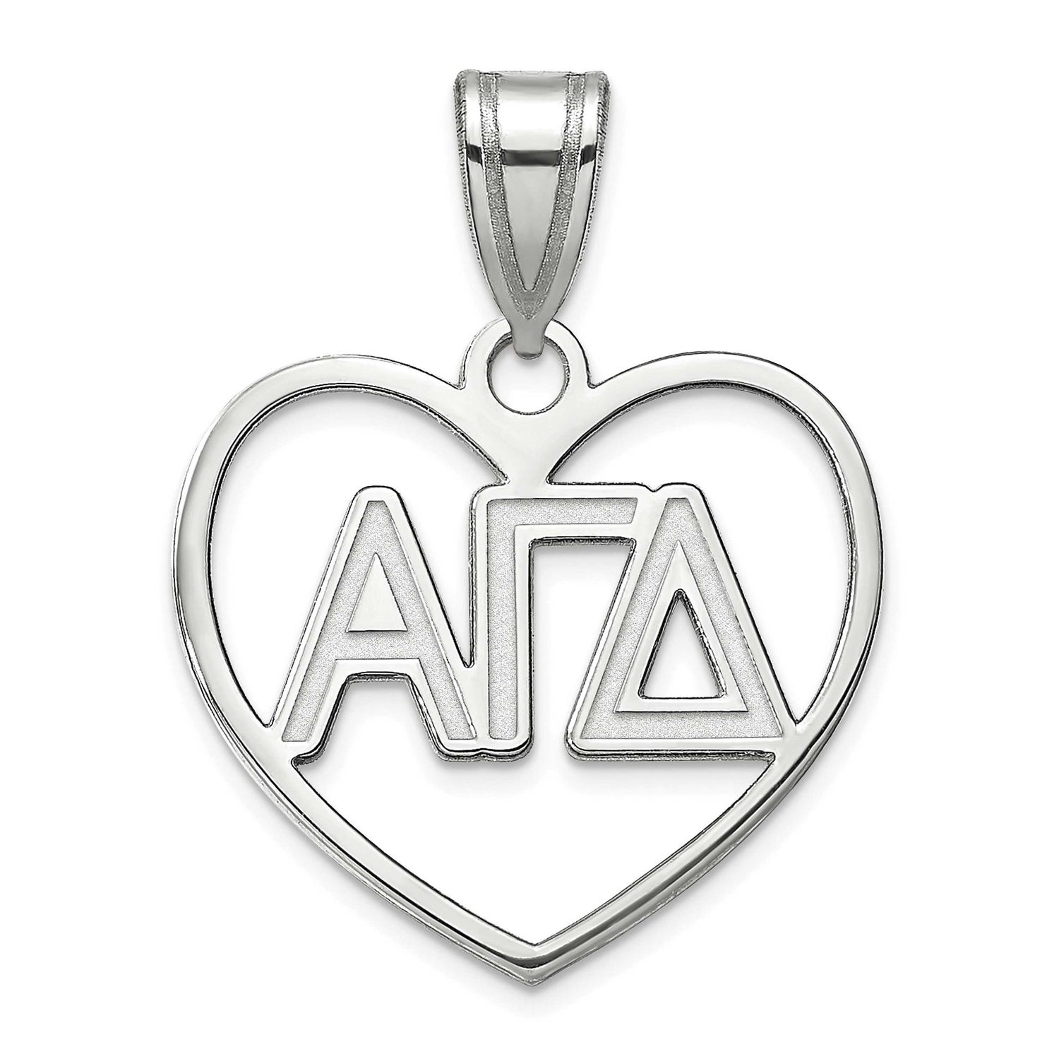 Alpha Gamma Delta Heart Pendant Sterling Silver Rhodium-plated SS008AGD, UPC: 886774600048