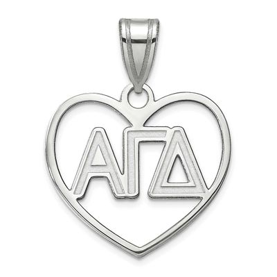 Alpha Gamma Delta Heart Pendant Sterling Silver Rhodium-plated SS008AGD, UPC: 886774600048