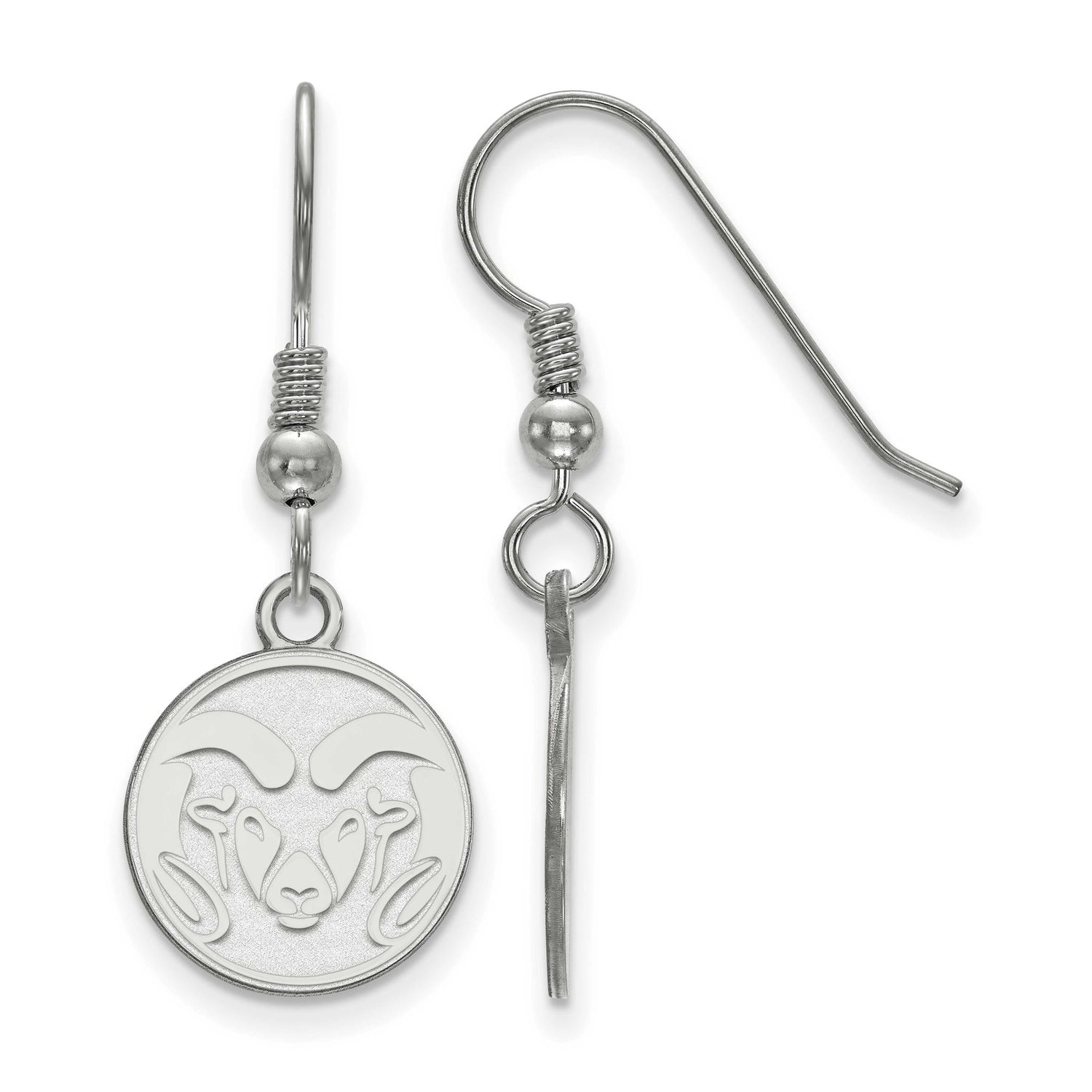 Colorado State University Ram Small Dangle Wire Earrings Sterling Silver Rhodium-plated SS003COS, U…