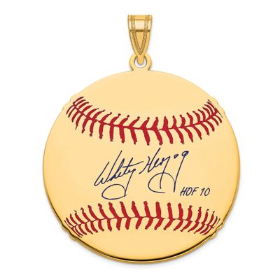 Whitey Herzog Hall of Fame Signature Large Epoxy Baseball Pendant Gold-plated Sterling Silver GPHF0…