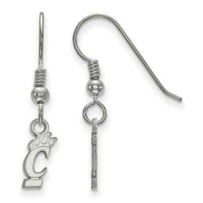 University of Cincinnati Extra Small Dangle Wire Earrings Sterling Silver Rhodium-plated SS005UC, U…