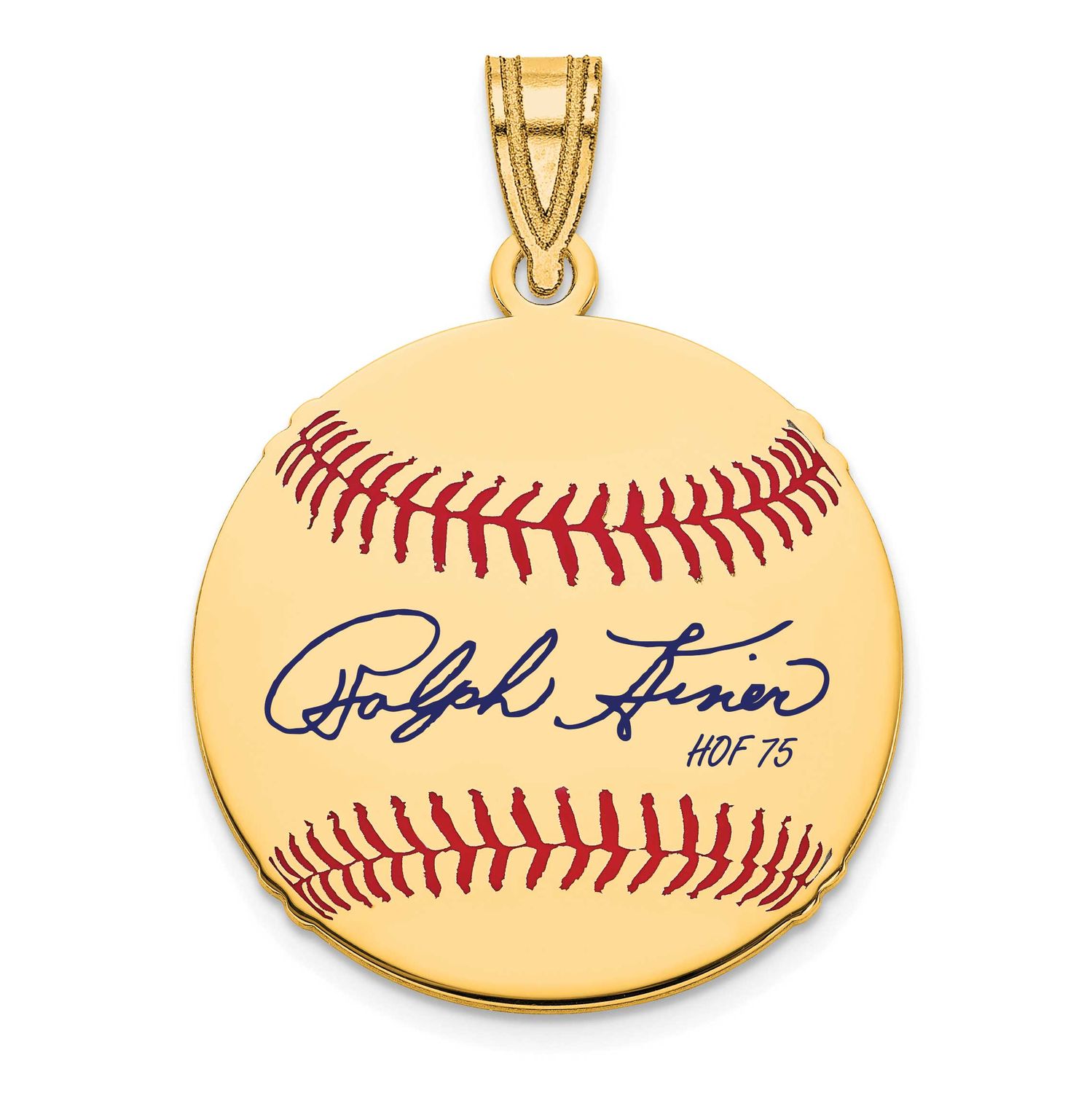 Ralph Kiner Hall of Fame Signature Small Epoxy Baseball Pendant Gold-plated Sterling Silver GPHF11R…