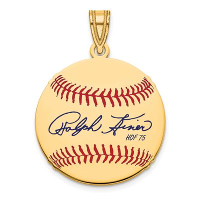 Ralph Kiner Hall of Fame Signature Small Epoxy Baseball Pendant Gold-plated Sterling Silver GPHF11R…