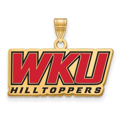 Western Kentucky University W-K-U Hilltoppers Large Enameled Pendant Gold-plated Sterling Silver GP…