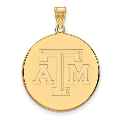 Texas A And M University T-A-M Extra Large Disc Pendant Gold-plated Sterling Silver GP072TAM, UPC: …