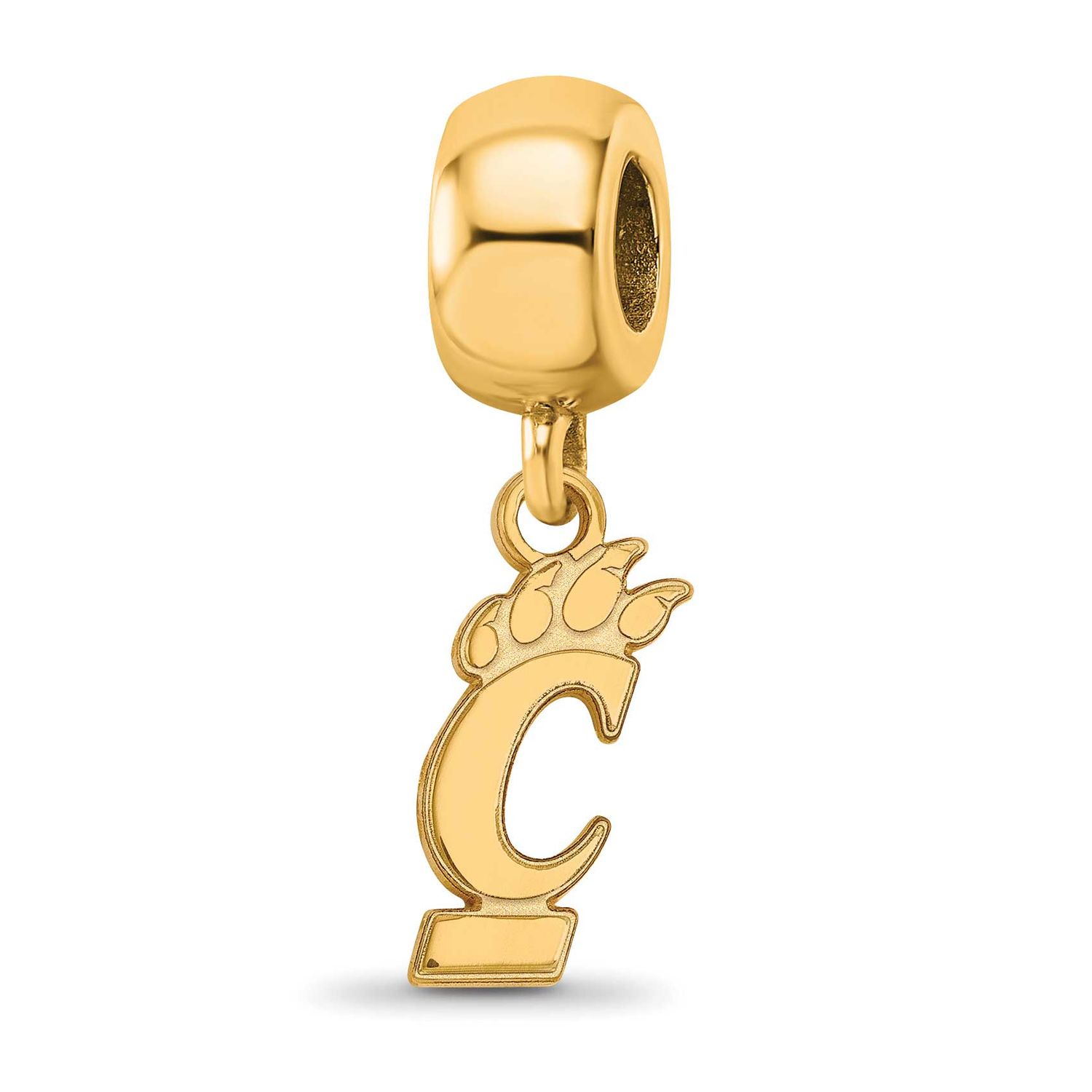 University of Cincinnati Small Dangle Bead Charm Gold-plated Sterling Silver GP023UC, UPC: 88677492…