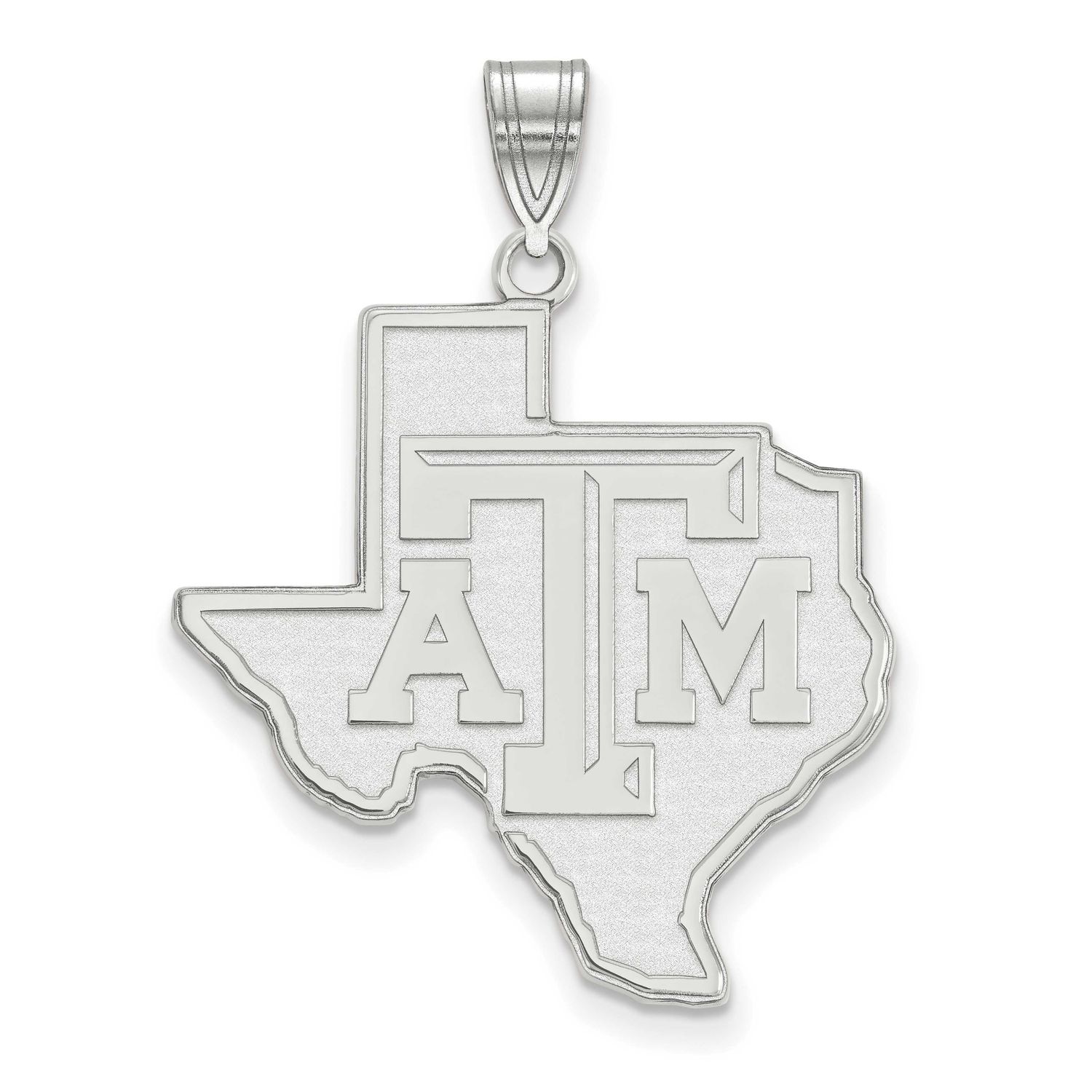 Texas A And M University State Outline Extra Large Pendant Sterling Silver Rhodium-plated SS073TAM,…
