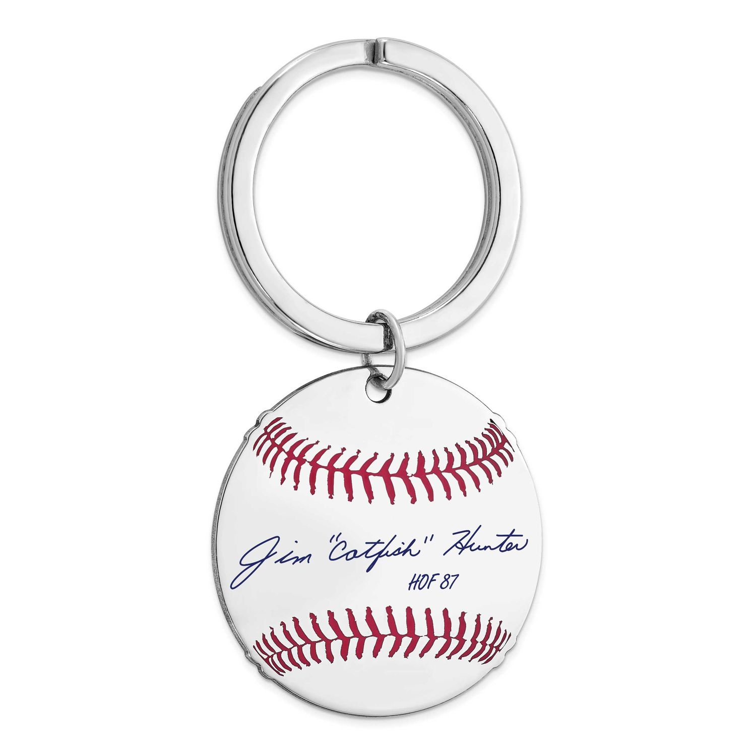 Catfish Hunter Hall of Fame Signature Epoxy Baseball Keychain Sterling Silver SSHF03CH87, UPC: