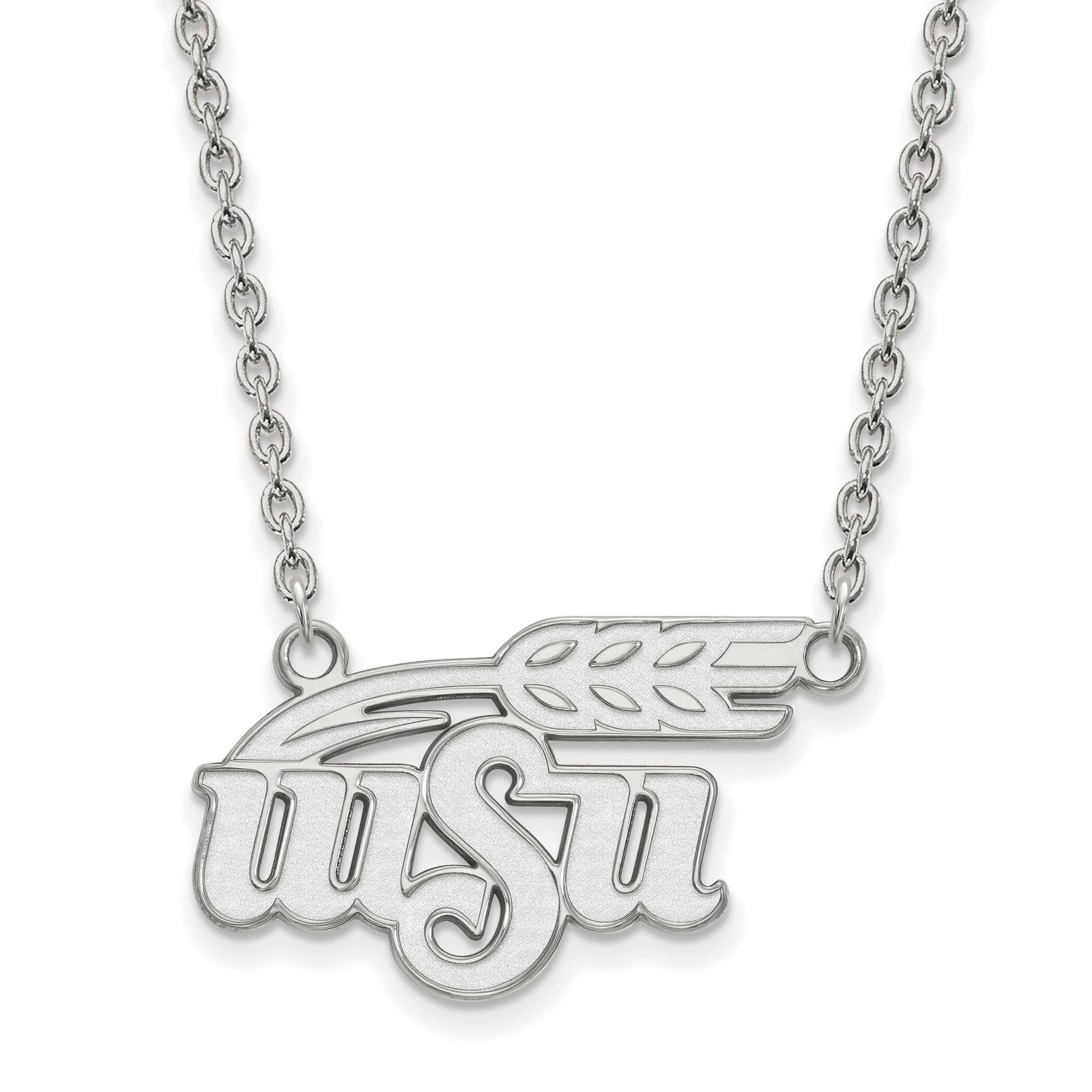 Wichita State University W-S-U Large Pendant 18 Inch Necklace 14k White Gold 4W017WST-18, UPC: 8867…